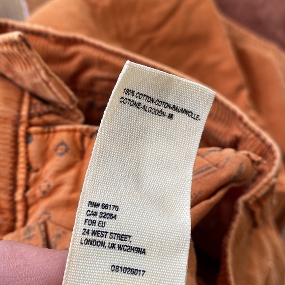 Free People pants orange rust corduroy raw distressed hem pockets boho 26 - Picture 9 of 10